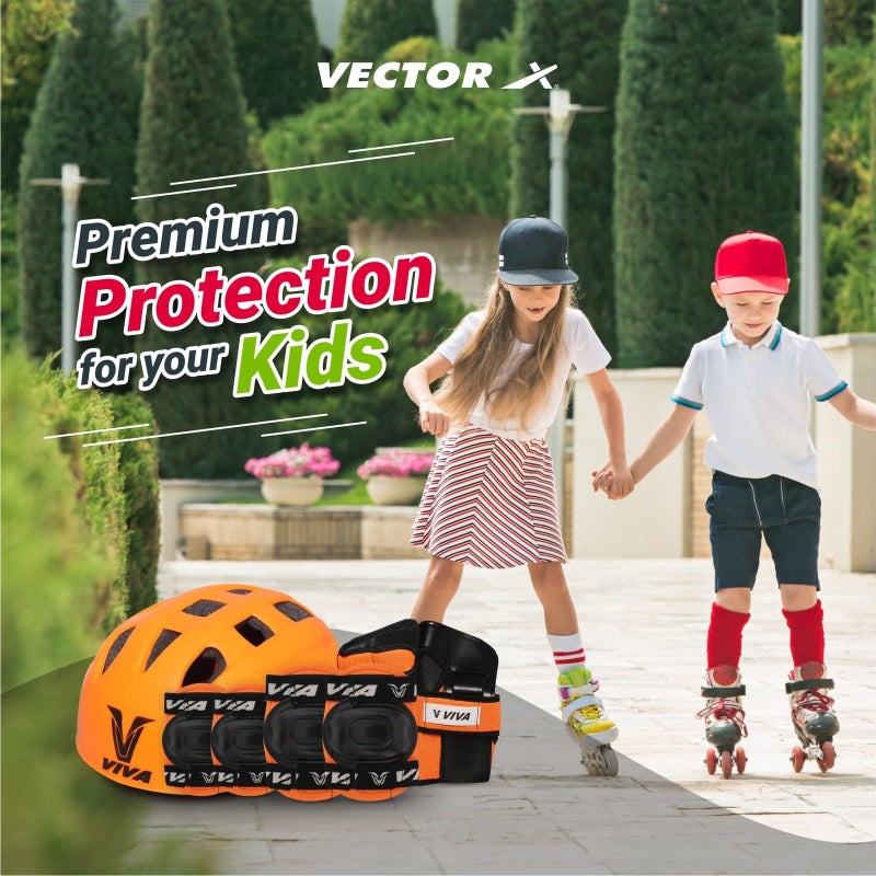 Vector X مجموعة واقية من Vector X (فيفا) للتزلج وركوب الدراجات والرياضات المتعددة - برتقالي، تحت الصغير - Image 3
